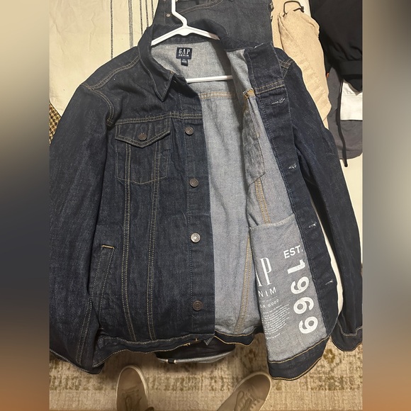Gap Dark Wash Denim Trucker Jacket - Large Tall - Picture 2 of 4